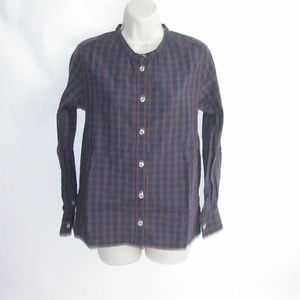 A.P.C. Button Down Banded Collar Plaid Shirt  M